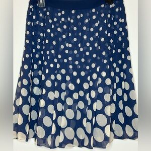 Boden Navy and White Polka Dot Pleated A-Line Skirt, Size 6